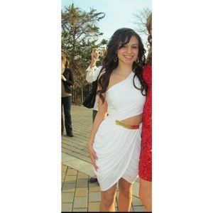 Bebe White One Shoulder Dress